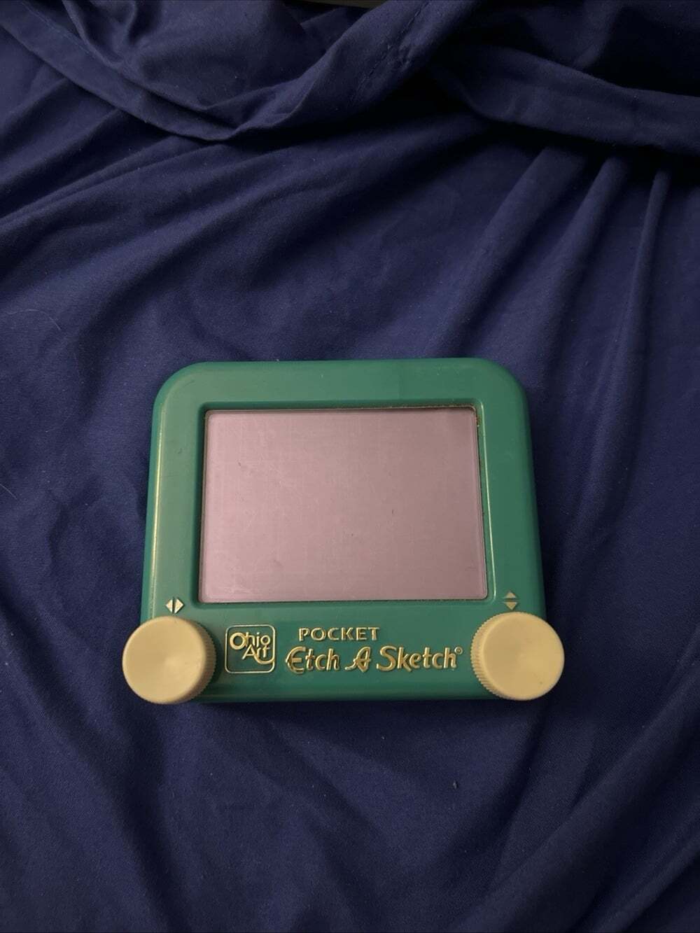 Vintage Pocket Etch A Sketch Ohio Art Teal Teal 4.25” X 3.75” Tested Rare